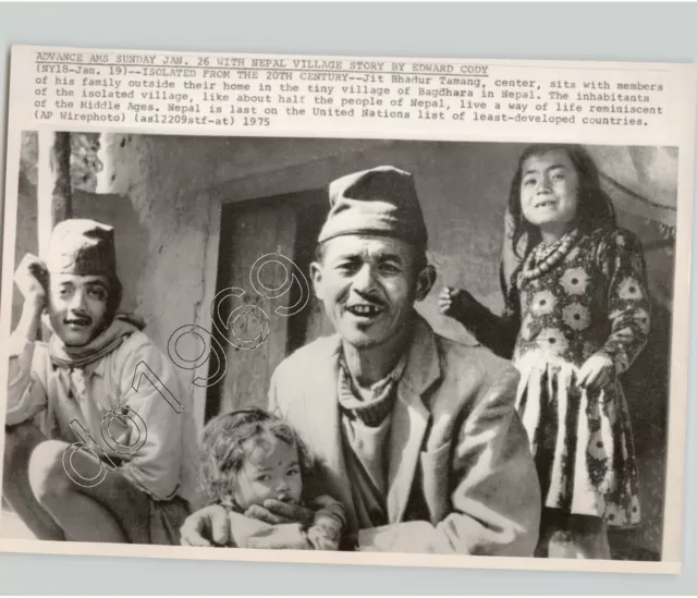 Jit Bahadur Tamang & Family at PRIMITIVE HOUSE Bagdhara NEPAL 1975 Press Photo