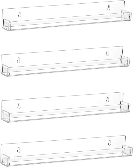 4 Pack Nail Polish Rack Wall Mounted Shelf Clear Acrylic Holder Organizer