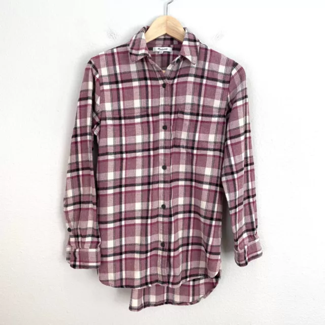 MADEWELL Womens XS Classic Ex Boyfriend Shirt in Cornado Plaid Button Up Top