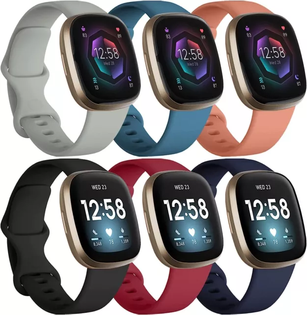 For Fitbit Versa 4 3, Sense 1 2 Soft Silicone Wrist Strap Replacement Watch Band