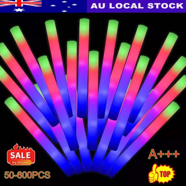 100-600pcs Light up Foam Glow Stick Party LED Glow Wand Bulk Flashing Glowsticks