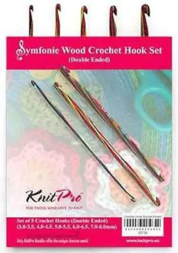 KnitPro Symfonie Wood Double End Crochet Hooks - Set of 5 (10 Sizes) Knit Pro