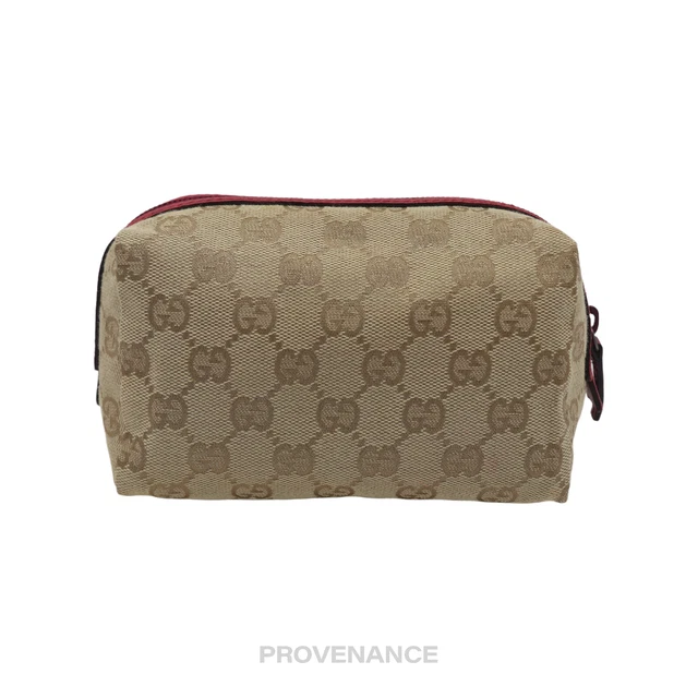 🔴 Gucci Zip Pouch - GG Canvas Red