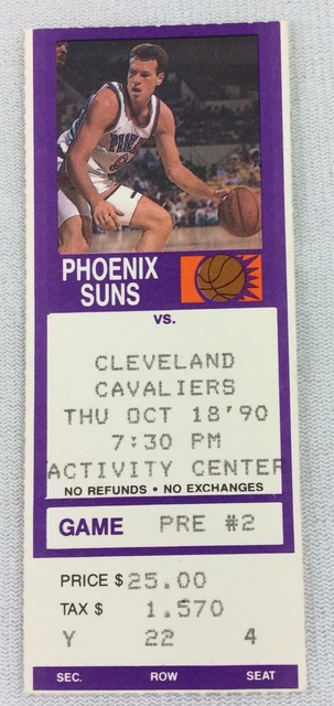 NBA 1990 10/18 Cleveland Cavaliers at Phoenix Suns Basketball Ticket Stub