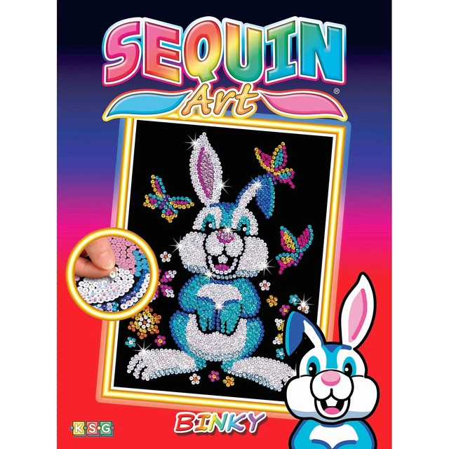 Häschen Paillettenbild Sequin Art 28x37cm - Osterhase Kinder Bastelset Hase