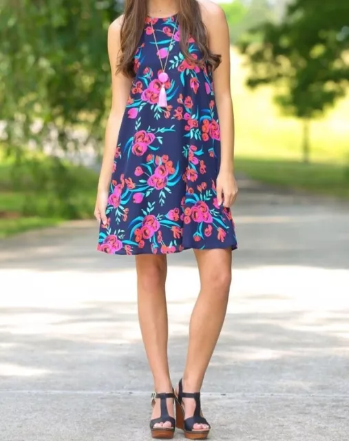 Anthropologie| Everly | Women’s Navy Floral Shift Dress| Size Small 