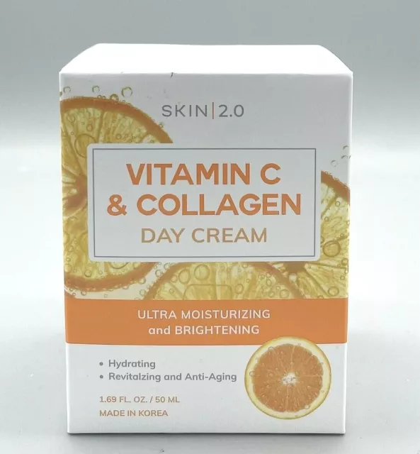 Skin 2.0 Vitamin C & Collagen Day Cream Brightening Anti-Aging 1.69 fl oz New