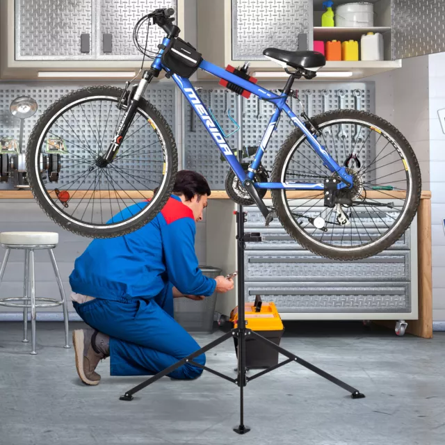 75" Adjustable Mechanic Bike Repair Stand Cycle Workstation Rack w/ Tool Tray