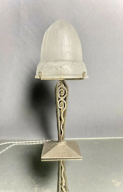 Muller Freres Luneville & Fournet Art Deco Table Lamp Desk Light Tischlampe Sign