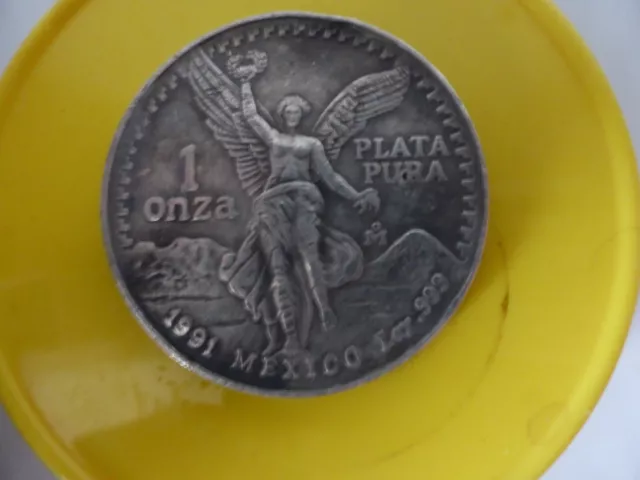 Mexico 1 Onza de Plata Pura 1991 S/C Plata Silver argent mexique libertad