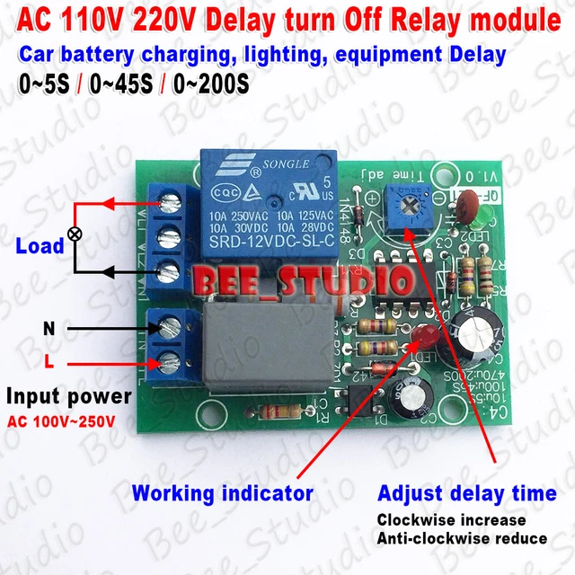 AC 220V 230V Adjustable Cycle Delay Time Repeat Turn ON/OFF Relay Switch Module EUR 6,00