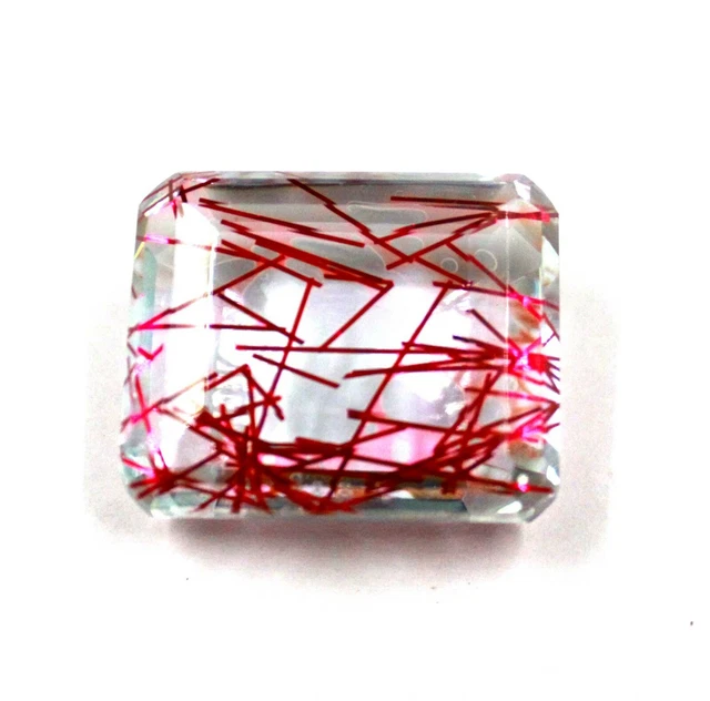 Rose Rutile Quartz Émeraude Coupe Certifié 112.85 CT Brésilien Gemme YV1265