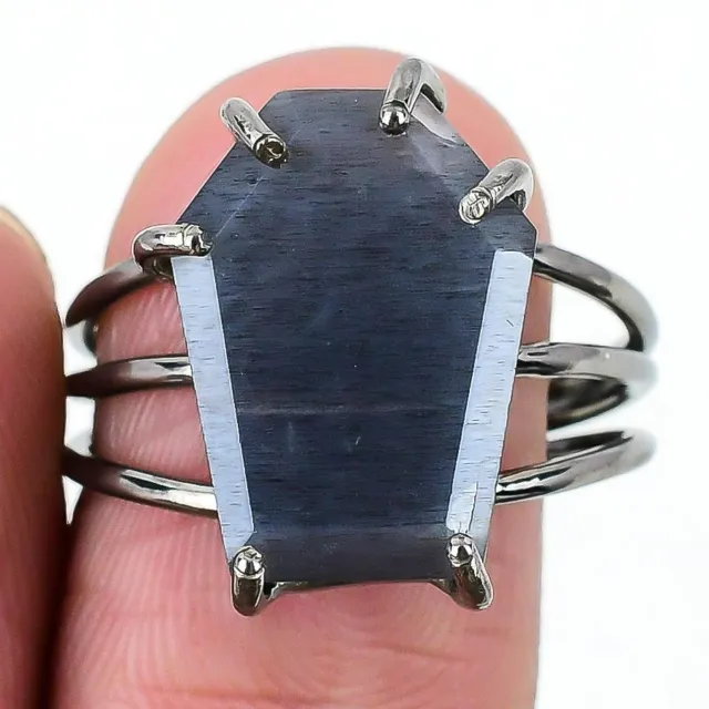 Labradorite Gemstone 925 Solid Sterling Silver Jewelry Ring Size Adjustable