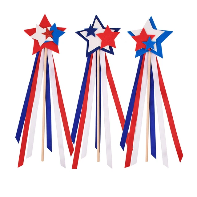 3 piezas Independence Day Fairy Pared Varita Mágica Juguete Portátil Patriótico