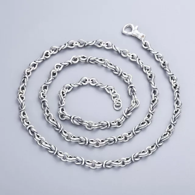 Real 925 Sterling Silver Chain Women Men Braided Knot Rope Link Necklace