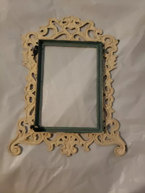 Pretty Vintage gold Ornate miniature  Frame 3 1/2 by 5 metal French provincial 2