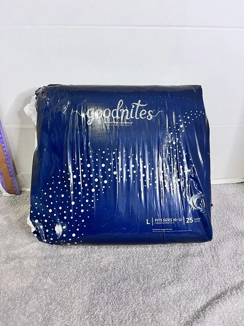 Ropa interior de entrenamiento nocturno Goodnites se ajusta grande tallas 10-12 25 unidades