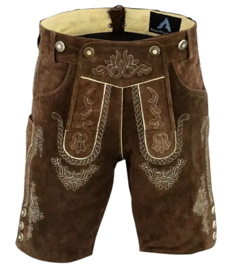 German Bavarian Lederhosen Men Oktoberfest Genuine Leather Shorts 2