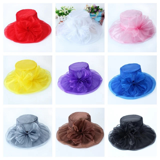 Chapeau Femme Organza Maille – Large Bord Pliable – Thé Cocktail Mariage – Taille M