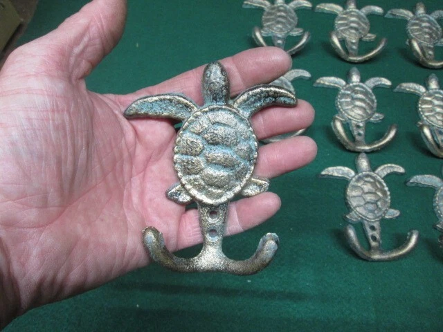 Cast Iron SEA TURTLE Towel Hanger Coat Hat Hooks Nautical Hook Ocean Beach
