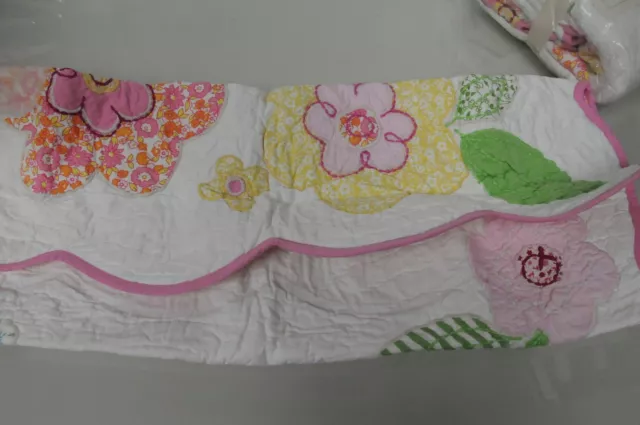 NEUF Poterie Grange Enfants JULIANNE Ensemble matelassé 2 Shams Blanc Rose Floral Euro Carré 3