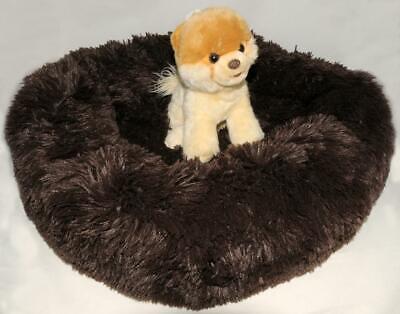 PAWSH ~ Shag Donut Cuddler Cat Dog Bed Dark Brown 25" FAUX FUR Luxury *NEW TAGS