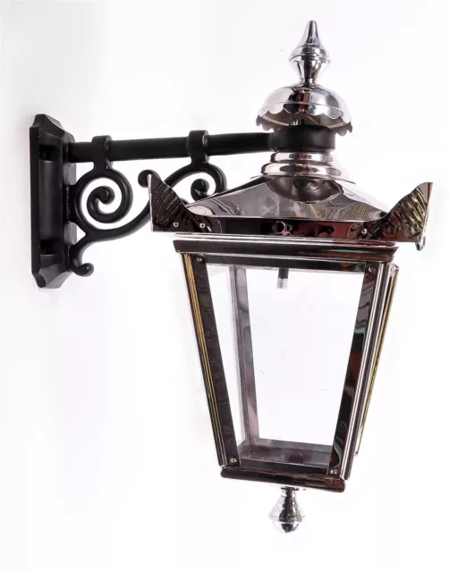 USED EX-Display Top Fix Victorian Style Lantern & Wall Bracket In Bright Chrome