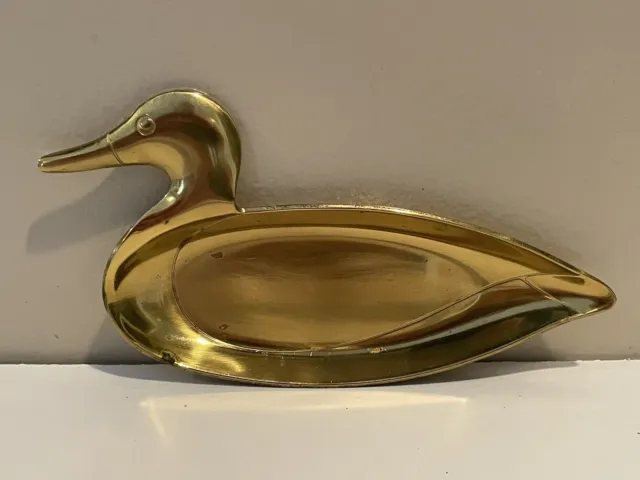 Vintage Brass Duck Coin Jewelry Trinket Valet Dish Tray