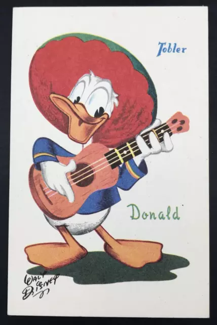 Vintage 1950s Walt Disney Tobler Chocolates Donald Duck Sombrero Postcard France