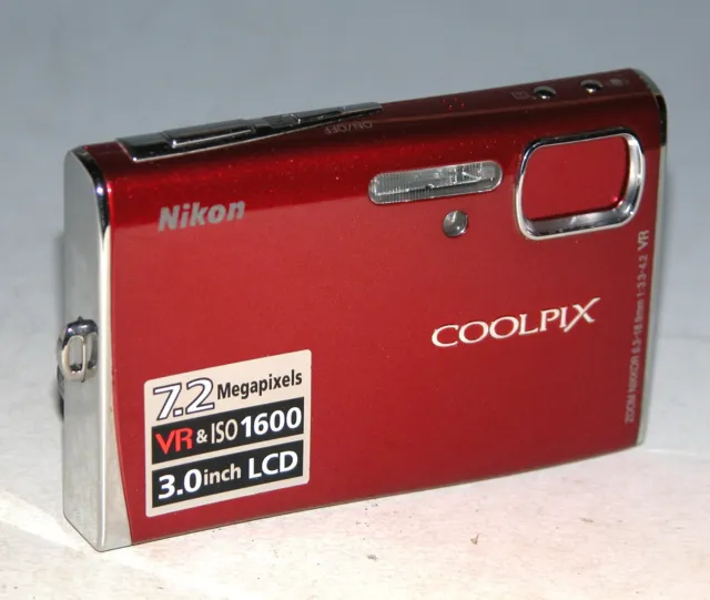 Nikon COOLPIX S50 7.2MP Digital Camera - Red  (Partial Pixels Damage on LCD)