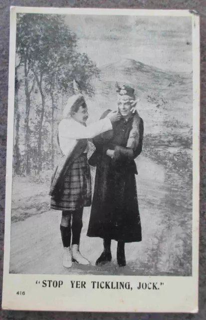 Scottish Humorous 'Stop yer tickling Jock' used vintage postcard 1906