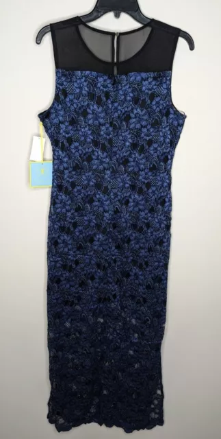 CeCe Mary Sleeveless Lace Maxi Dress, Black/Blue, Women's 12