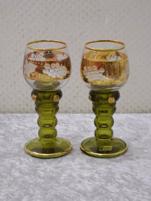 2 X Nürnberg Souvenir Bosses Touches Décoratives Verre à Vin Rome Vintage E&a