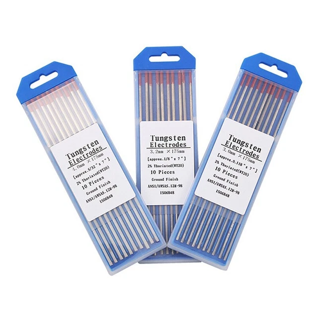 10pcs/Set Tungsten Electrodes WT20 Welding TIG Red Tip Rod Thoriated Weld