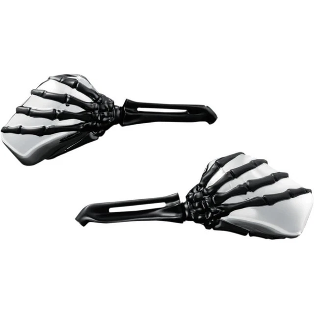 Kuryakyn 1764 Skeleton Hand Mirrors - Black Stem with Chrome Head