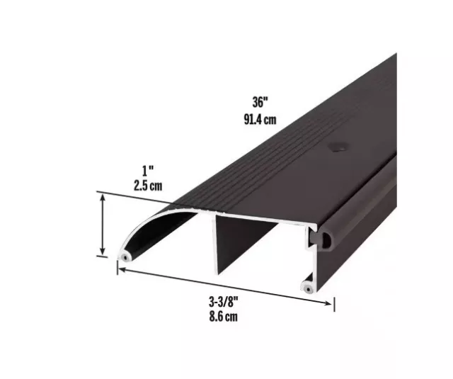 M-D Building Products 3-3/8" x 1" x 36" Bronze Aluminum & Vinyl Door Threshold 2