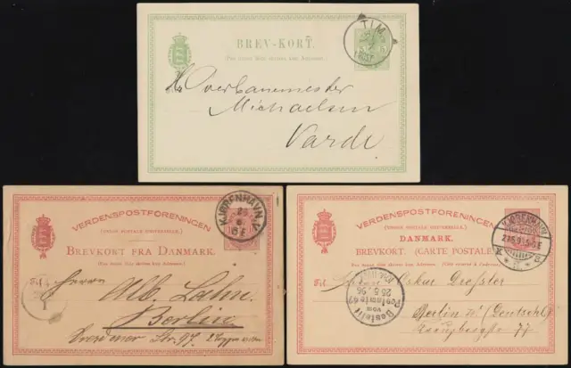 DÄNEMARK Danmark 1886/96 GS PK Brevkorts Wappen zB P28IIb TIM kleine Eckziffern