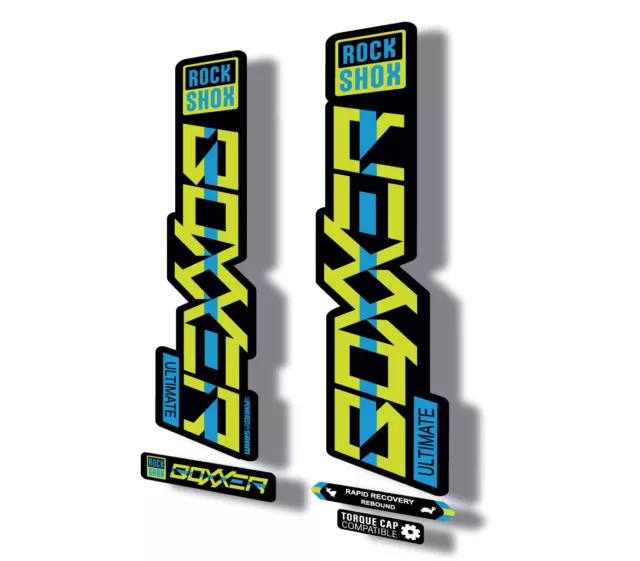 Rock Shox BOXXER 2020 ULTIMATE Mountain Bike Cycling Decal Sticker Lime Blue