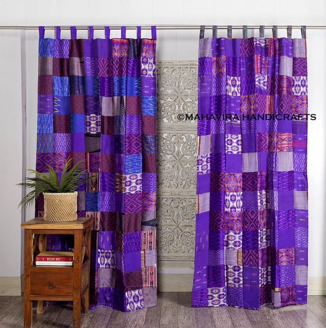 Beau Fenêtre Décoration Violet Patchwork Soie Hippie 102cmx203cm Rideau