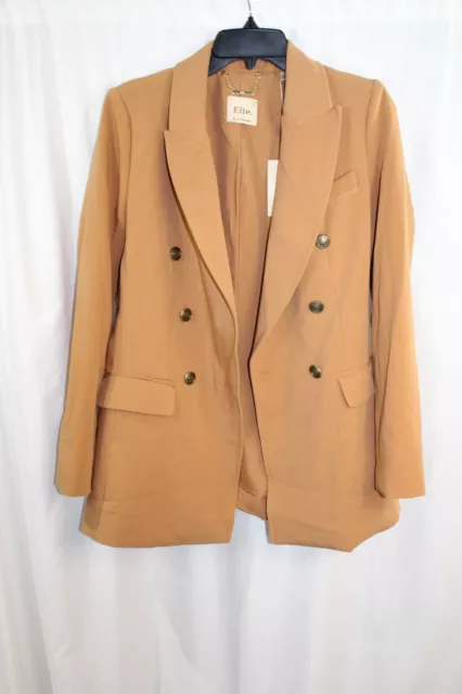 NWT Elie Tahari $158 Womens Gold Tan Button Front Long Sleeve Jacket 6