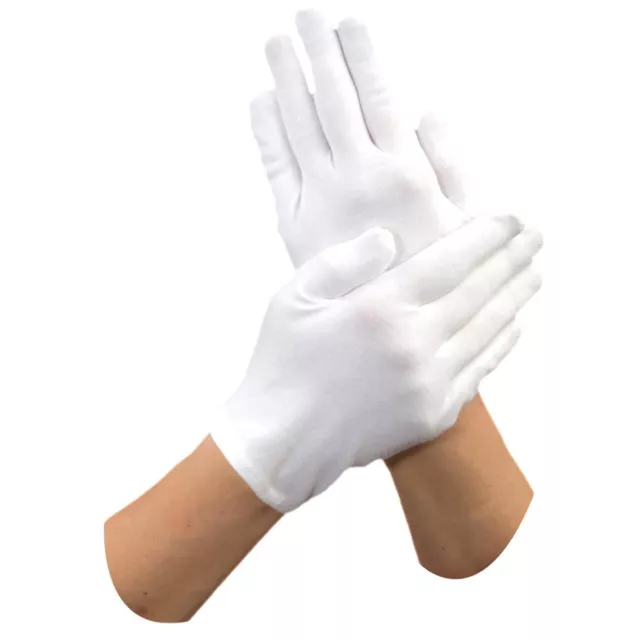 Small 100% White Cotton Gloves - Skin Moisturising Glove Butler Waiters Magician