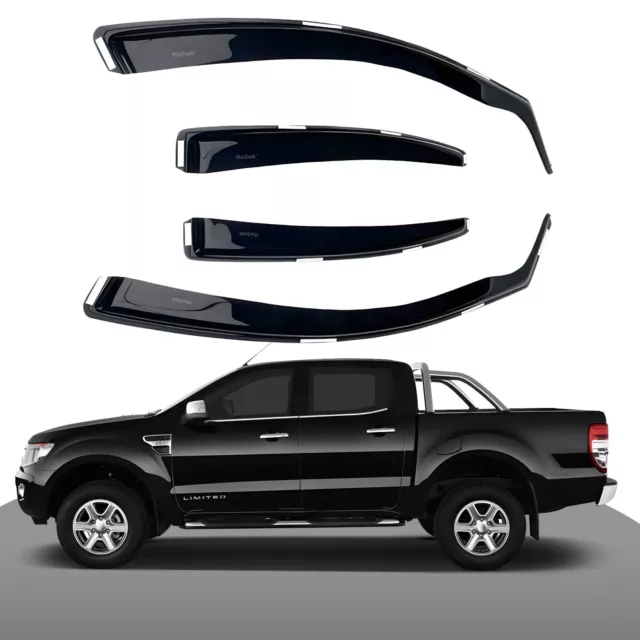 Ford Ranger  4 Doors 2012 Onwards 4pcs Haibak Wind Deflectors Tinted