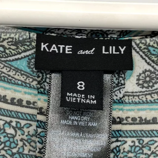 Kate & Lily Sea Green Paisley Chiffon A-line 1/2 Sleeve Flowy Boho Maxi Dress 8 3