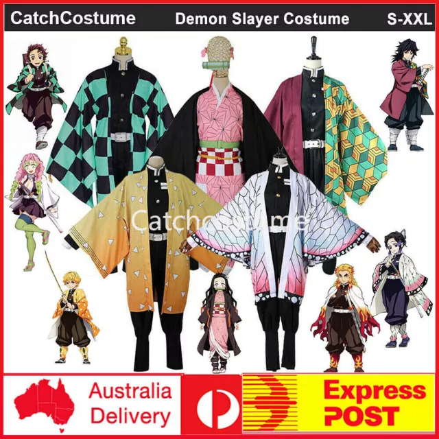 ANIME DEMON SLAYER Kimetsu No Yaiba Cosplay Costume Wig Kimono Suit Halloween 30.99 PicClick AU