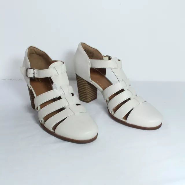 CLARKS ARTISAN CIERA Gull off white strappy T bar shoes closed sandals ...