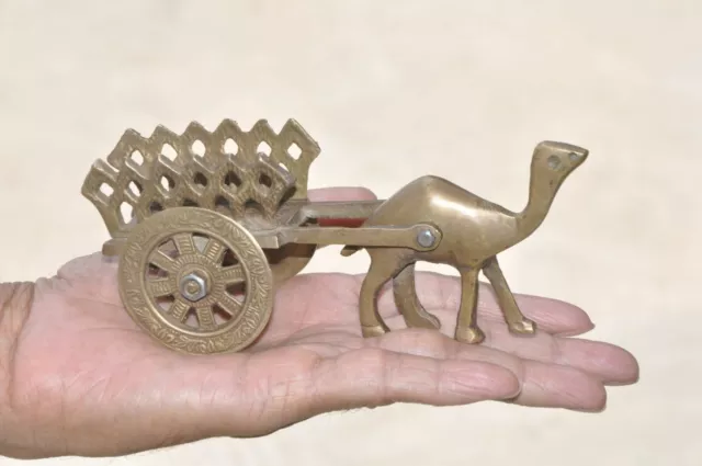 Old Brass Handcrafted Cut Work Unique Camel Cart Model /Figurine