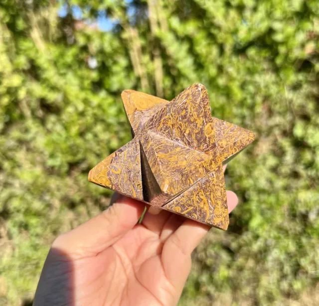 Large Calligraphy Jasper Merkaba Star, Hand Crafted Crystal Star, Natural stone