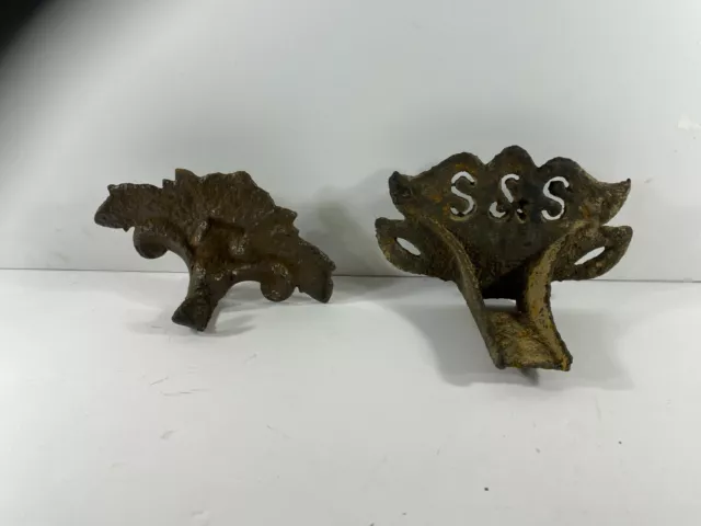 2 Antique Architectural Salvage Cast Iron Snow Birds Roof Guards S&S Slatington