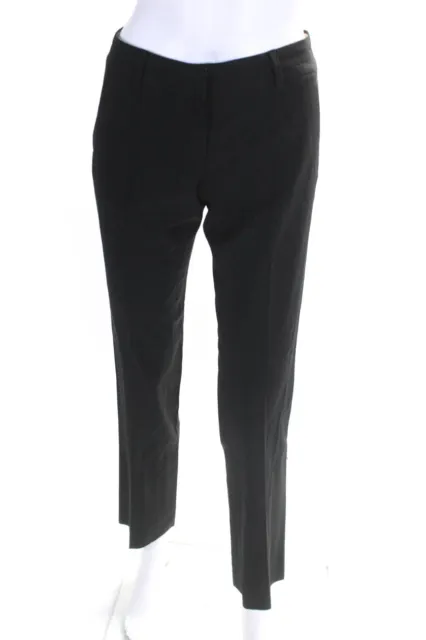 Theory Women's Pleated Straight Leg Wool Dress Pants Black Size 0