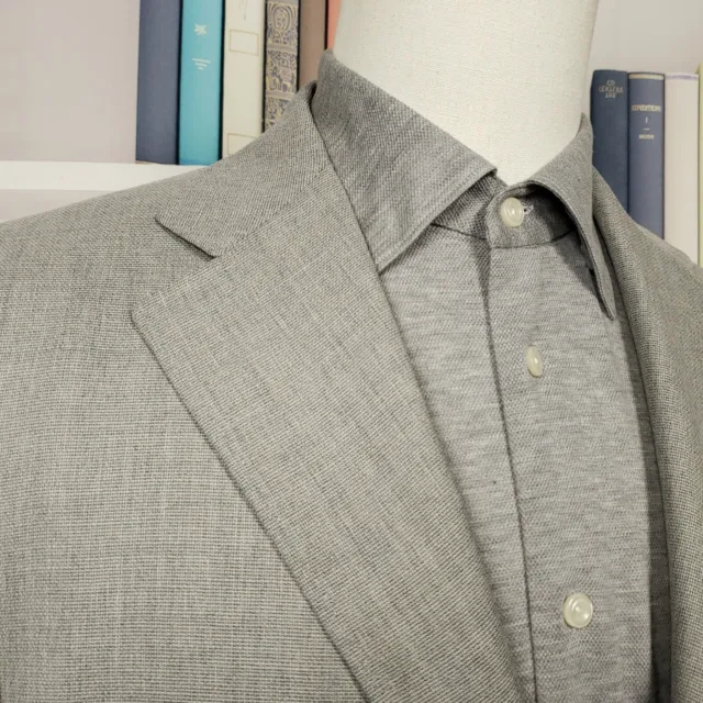 Canali Kei Sport Coat Mens 44R (or short) Slim Fit Gray Wool Surgeon Cuff Patch